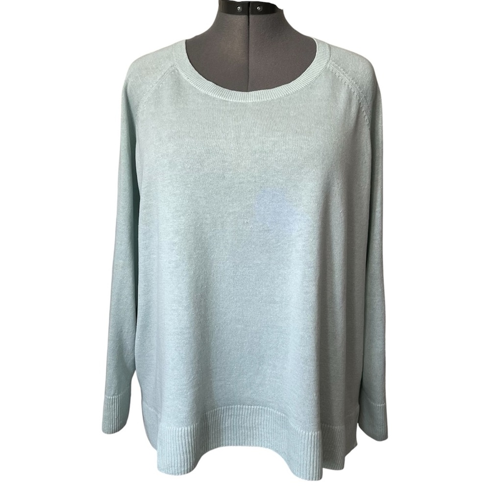 Eileen Fisher linen blend knit sweater Mint 1X